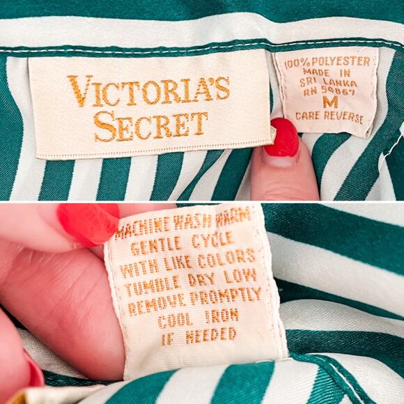 Vintage Victoria’s Secret gold label striped button down pajama top size Medium - Picture 6 of 7